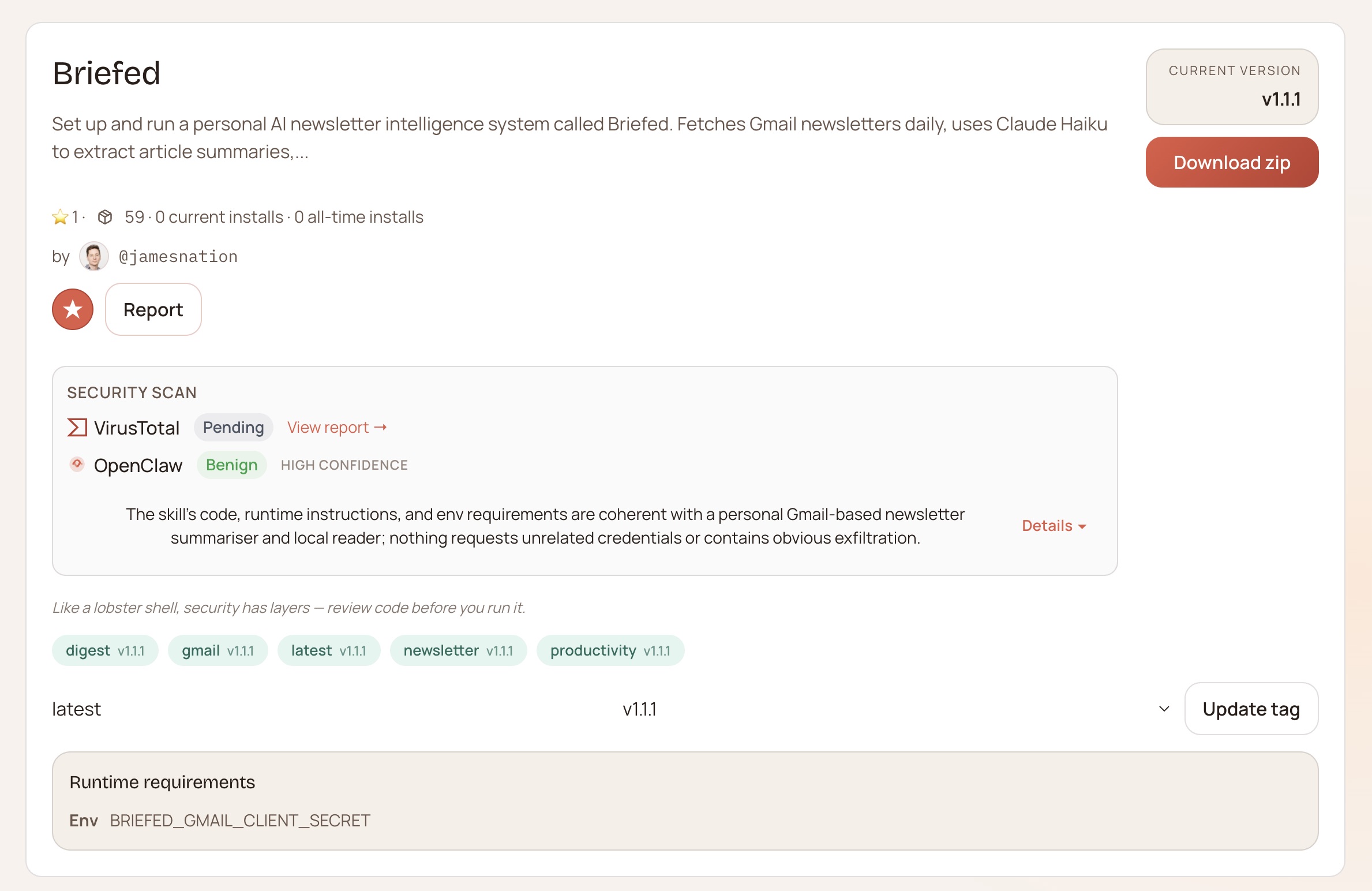 Briefed live on Clawhub