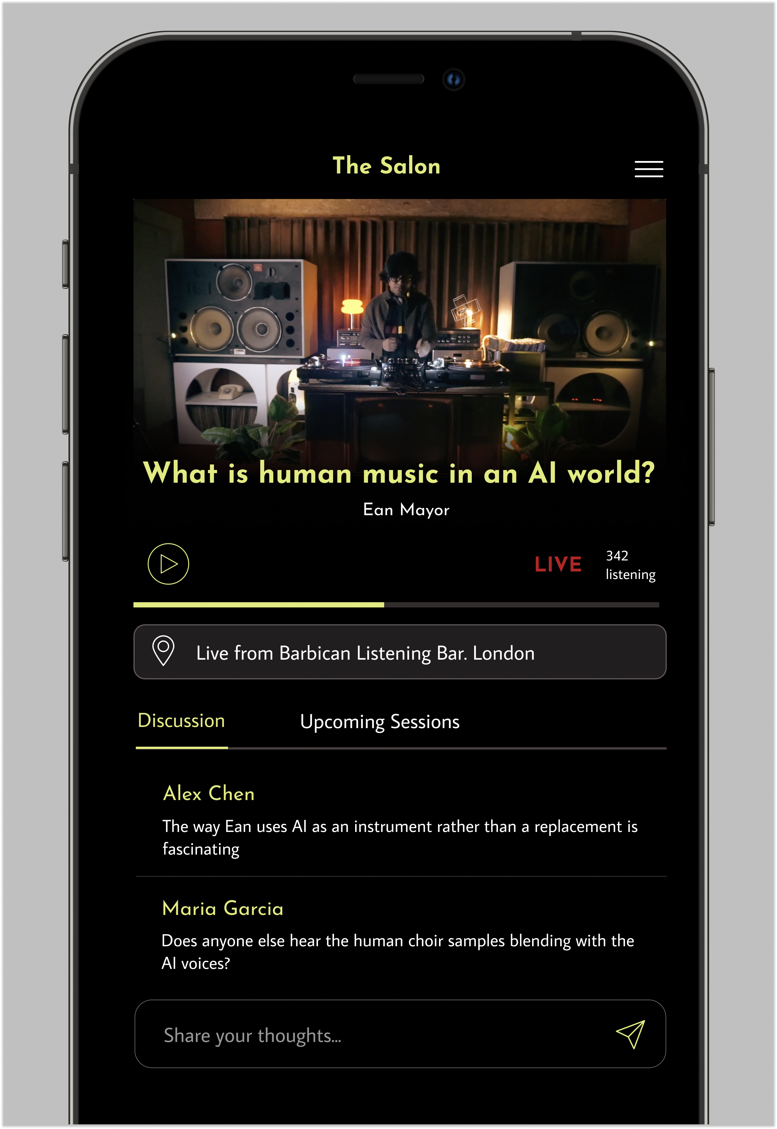 The Salon — virtual discourse platform concept